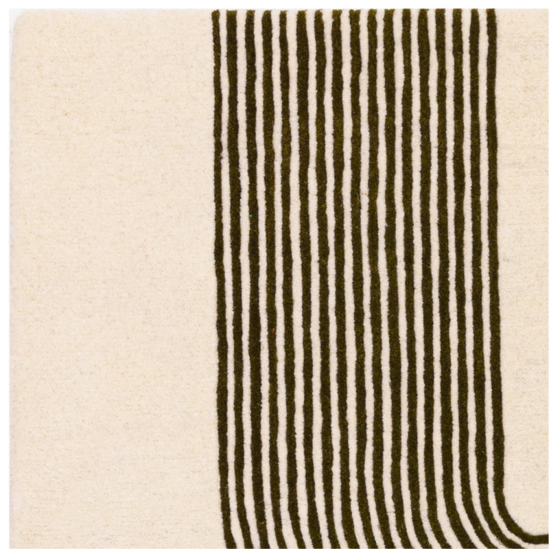 Brinlie Wool Hand Woven Cream/Green Area Rug, Rectangle 120 x 170cm