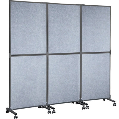 Cloison de séparation acoustique de bureau 72 / "X 66 /" cloison de bureau de 3 cloisons de bureau en acier bleues cloison de séparation en polyester et 45 cellules en acier réduit le bruit et la distraction visuelle
