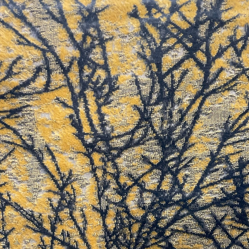 Coussin Plutus, Carré, H 20 po x l 20 po, Motif floral noir / jaune