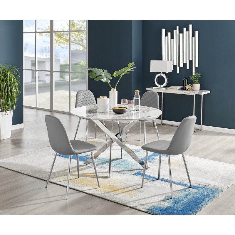 Corova 4 - Person Dining Set, Grey/Silver, 4