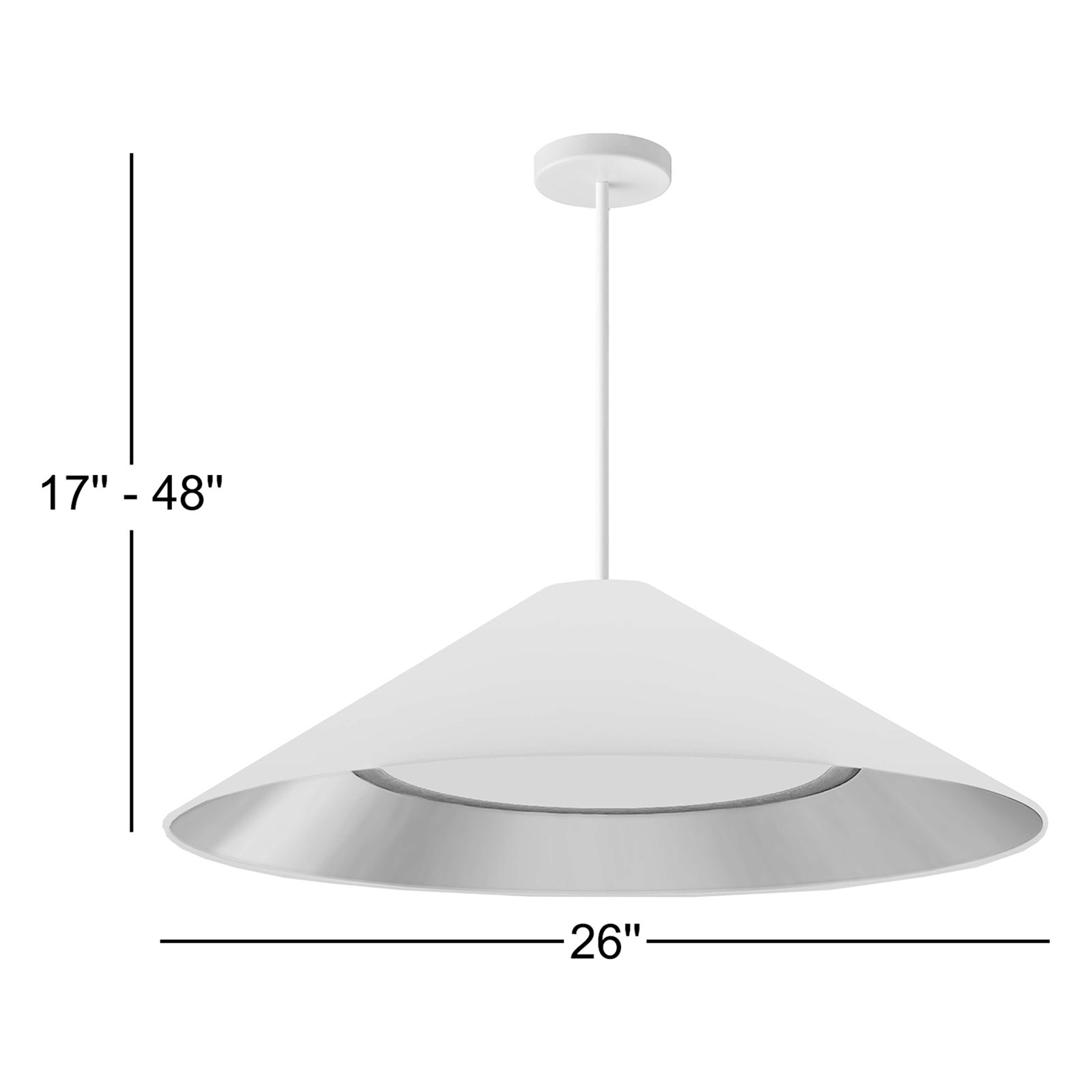 Carington Single Light Poly-Blend Dimmable LED Pendant, Matte White, White/Silver
