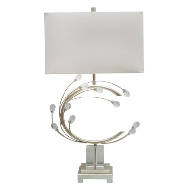 Kuster 1-Light Antique Gold Table Lamp With Crystal Accents And A Shade