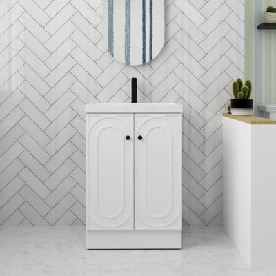 Meuble-lavabo autoportant de 24 po avec porte à fermeture douce