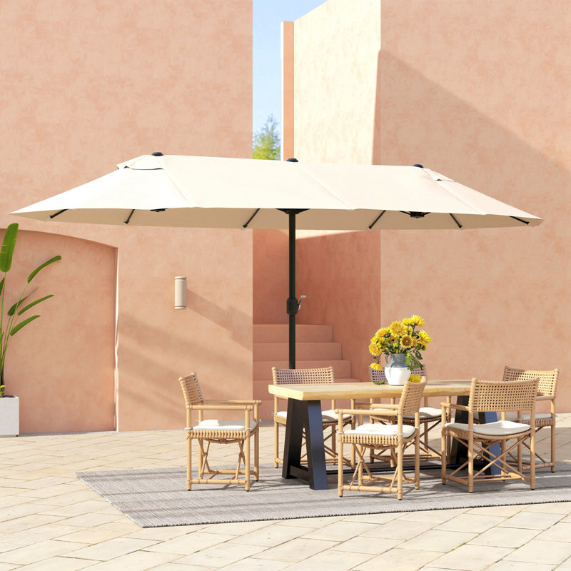 Outsunny 4.6m Garden Parasol Double-Sided Sun Umbrella, Cream White