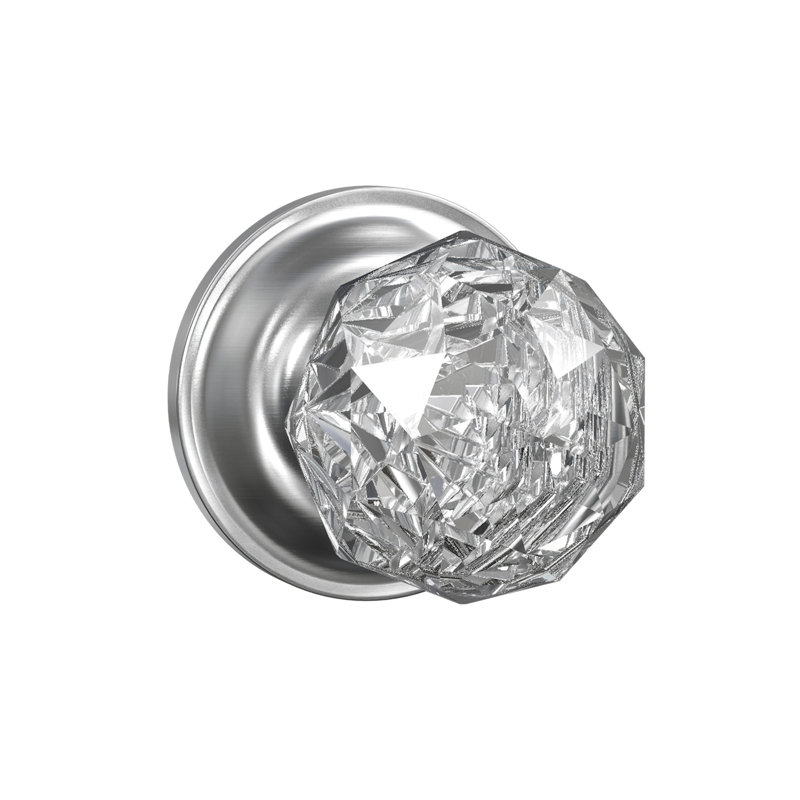 Fausse poignée en cristal Bravura 926-0 sur rose ronde traditionnelle en nickel satiné, Nickel satiné