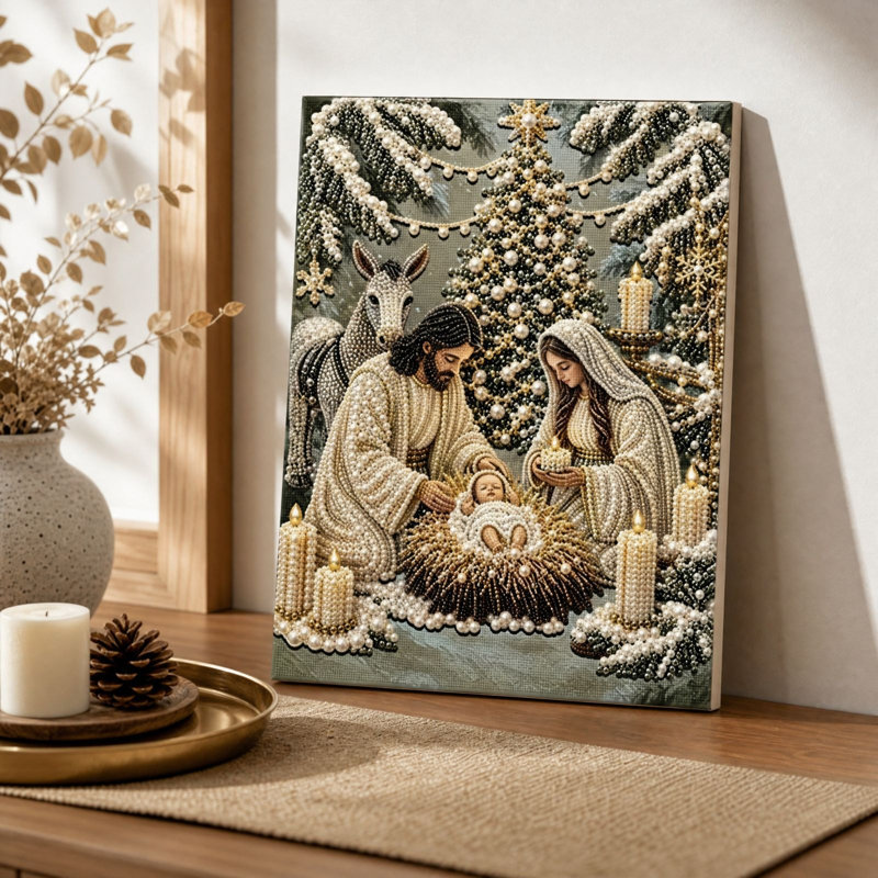 Décorations de Noël encadrées, peinture de Noël 5D, 4030 cm, perceuse complète, art en losange avec cadre, décoration murale de fête imprimée