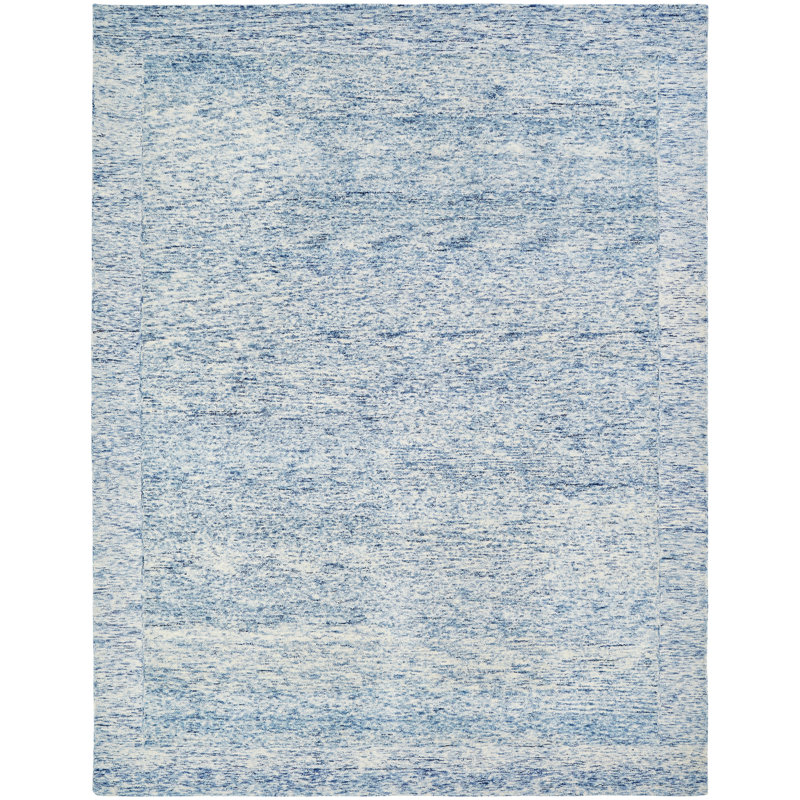 Hand-Tufted Wool Blue Area Rug, Rectangle 9'6" x 13'