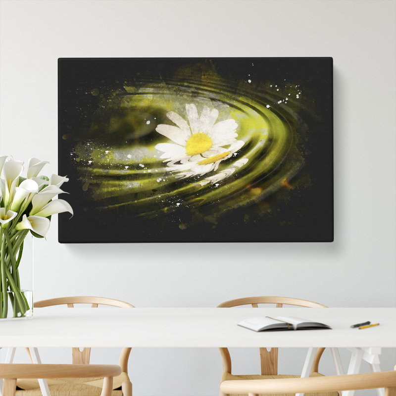 White Daisy Vol.4 Paint Splash - Wrapped Canvas Print, 40cm H x 60cm W x 3cm D