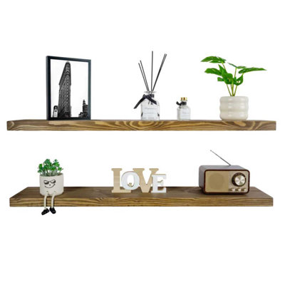 Solid Wood Floating Shelves，Rustic Wooden Wall Shelves