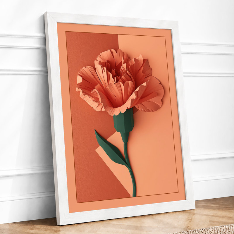 Peachy Carnation Botanical - Framed Print, A4 - 29.7 x 21.0 cm, White