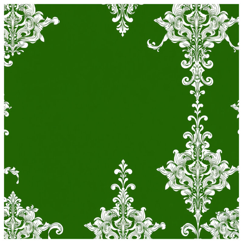 Tapisserie «Green Damask Ornament» - Décoration murale damas, 104in H x88 with 4 Grommets