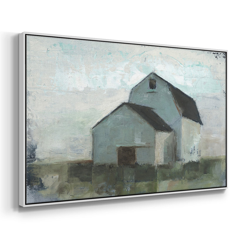 «Barn at Sunset I», peinture sur toile à cadre flottant, H 17 po x l 25 po x P 2 po, Blanc