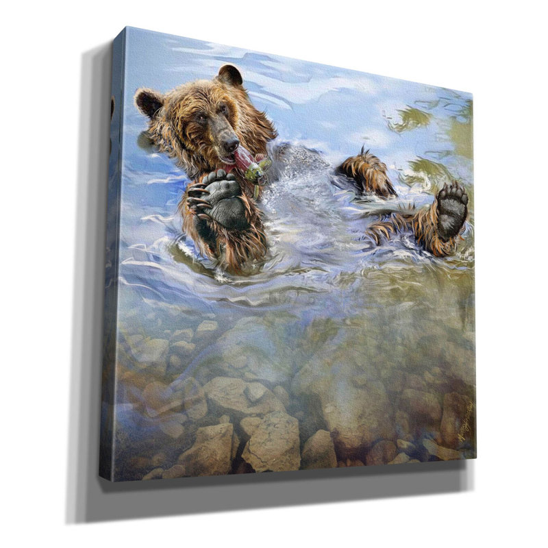 Art mural sur toile Millwood Pines «Bear Bath» par Murray Henderson, H 12 po x l 12 po x P 0,75 po