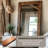 74.8"Rectangular glass mirror with brown pearwood frame, a dressing mirror-591663051