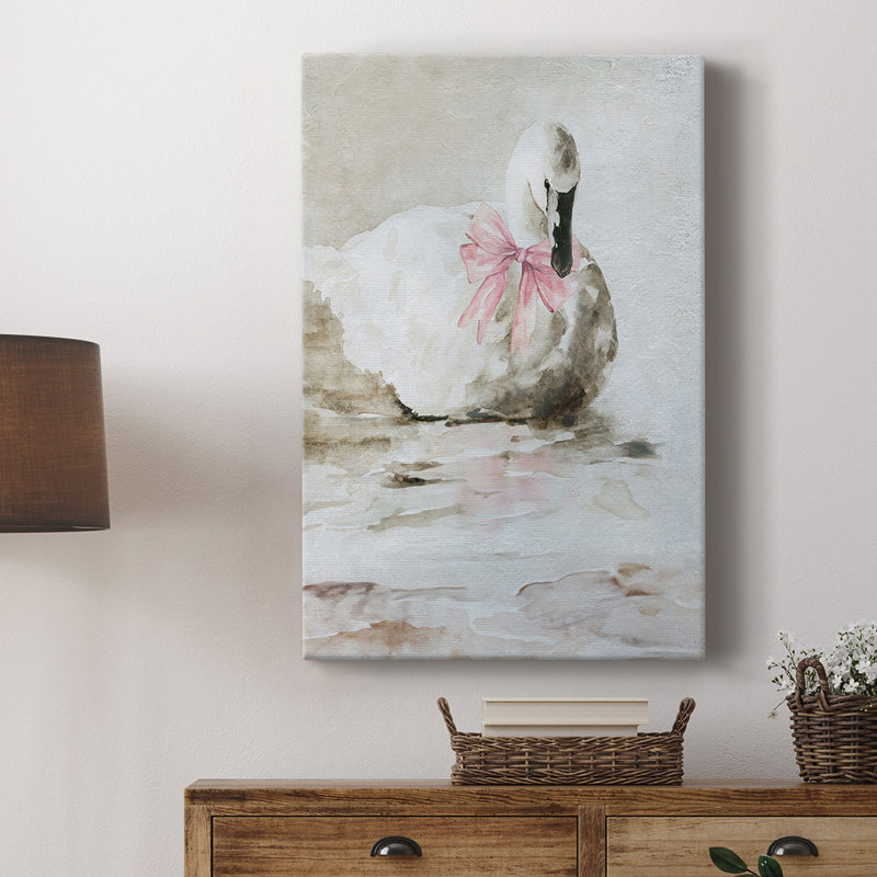 Cygne rose - galerie Cavas sur mesure, H 48 po x l 32 po
