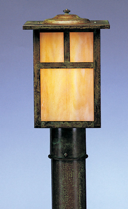 Tête de lanterne 1 lumière Hylan, H 10 po x l 7 po / barre en T, Brun mission, Givré
