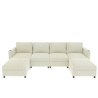 Modern Large Sectional Sofa, U-Shape Modular Sectional Couch with Storage Function