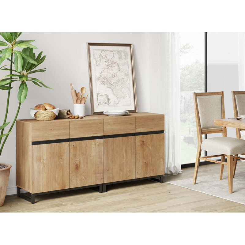 Nellie 2 In 1 Multifunctional Sideboard Buffet Cabinets, Modern Sideboard With Adjustable Shelf And Metal Base, Coffee Bar Cabinet Storage Cabinet For Living Room, Kitchen