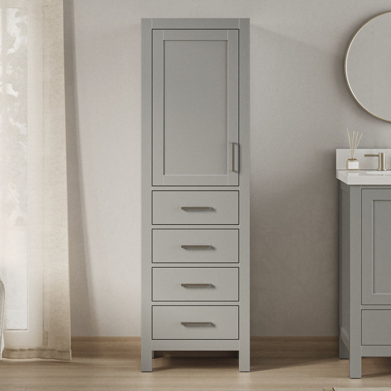 Armoire à linge en bois massif Amariani, Gris
