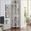 Corner Curio Cabinet With 4 Adjustable Tempered Glass Shelves And Lighting System, Solid Wood Legs,Acrylic Mirrored Back Panel-203966272