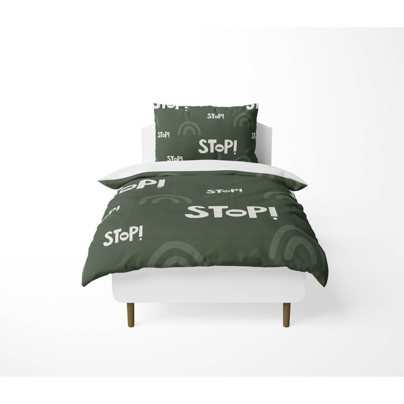 Stop Colorized Decorative Lightweight Comforter Set, Green/White