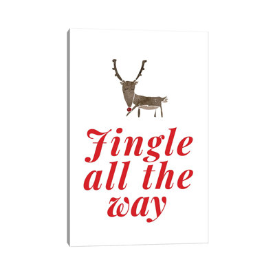 Christmas - Jingle All The Way With Reindeer - Wrapped Canvas Print
