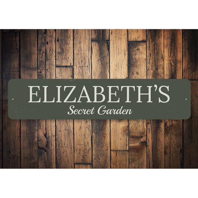 Secret Garden Aluminum Sign, 4" H x 18" W x 0.04" D