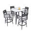Ensemble de bar d'extérieur moderne avec structure en aluminium antirouille 5 pièces, table carrée en fritté et 4 chaises de bar pivotantes-1761730801