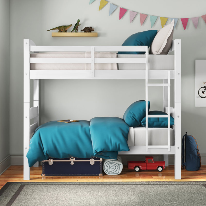 Malave Wood Convertible Twin Over Twin Bunk Bed , White