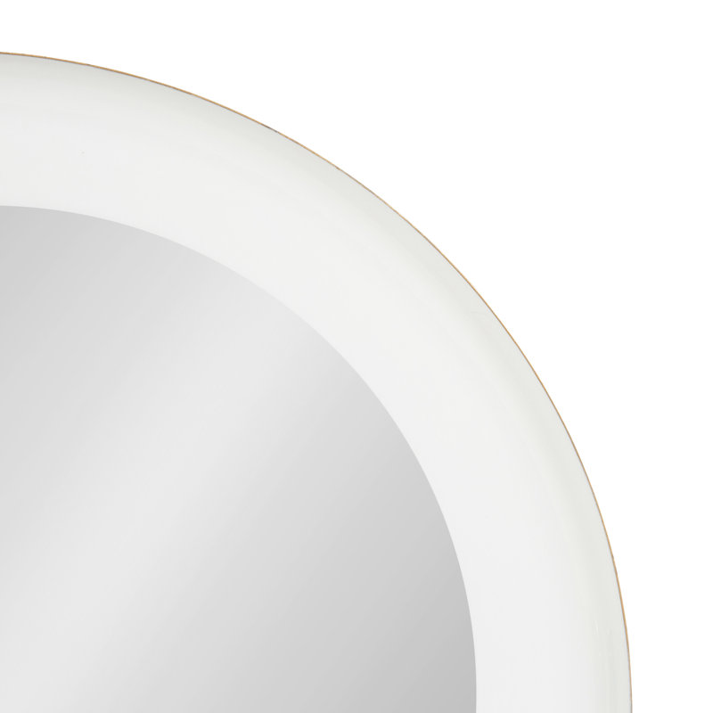 Metal Round Mirror, White/Gold