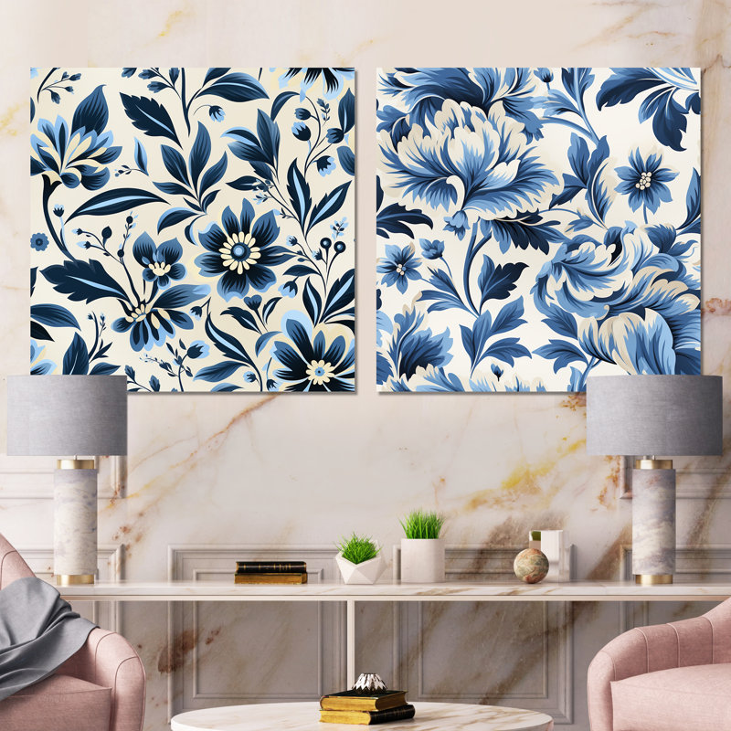 Levron - Ensemble de 2 carrés décoratifs floraux en métal, H 16 po x l 32 po