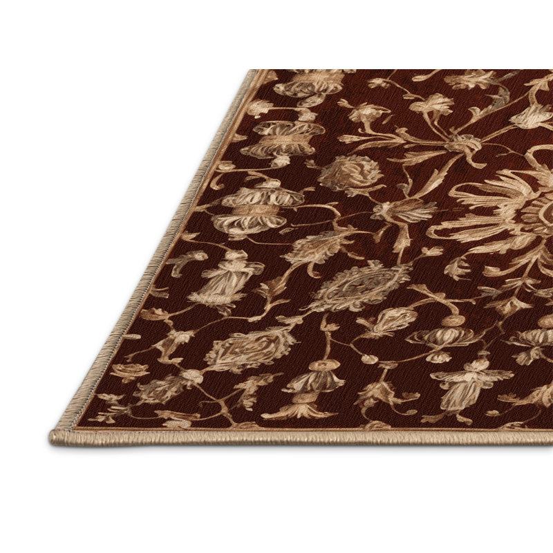 Tapis brun français lavable à la machine, Rectangle 8 pi x 10 pi