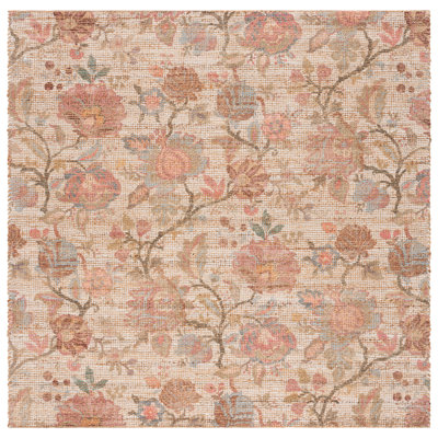 Saffron Hand Woven Jute/Sisal; Chenille; Cotton Floral Indoor Rug