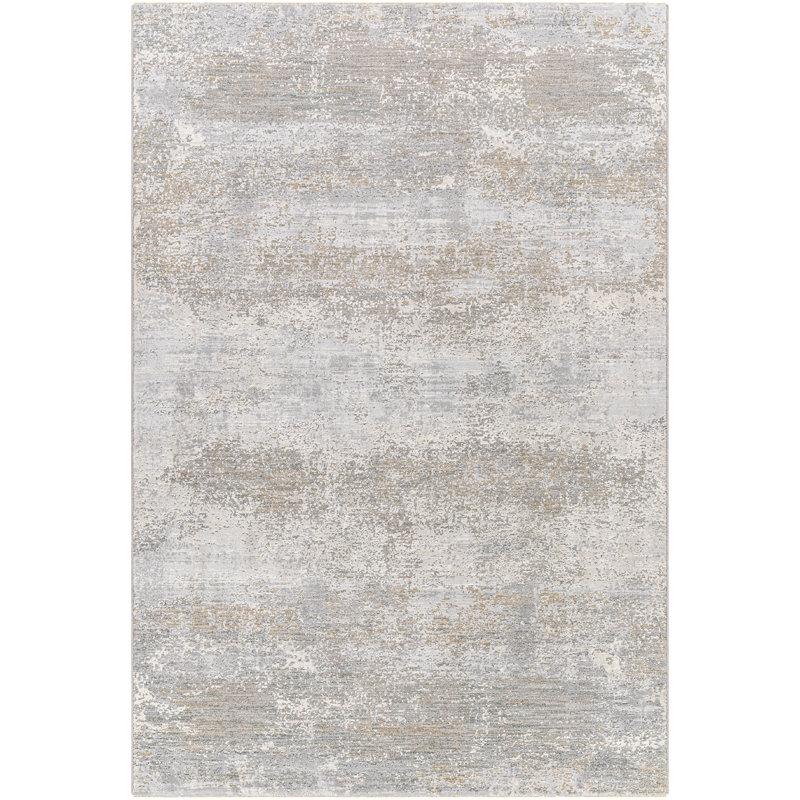 Tapis gris / beige en polyester / polypropylène tissé à la machine Avia, Rectangle 2 pi 7 po x 4 pi