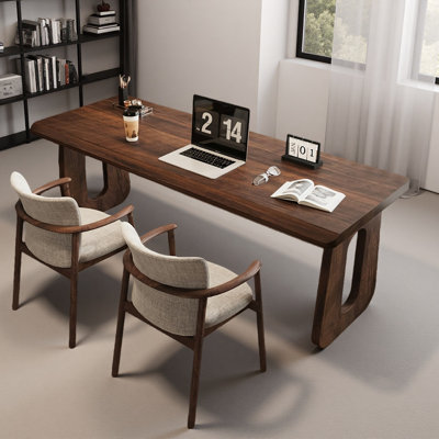 Simple Nut-Brown Solid Wood Walnut Rectangle Desk by Wildon Home