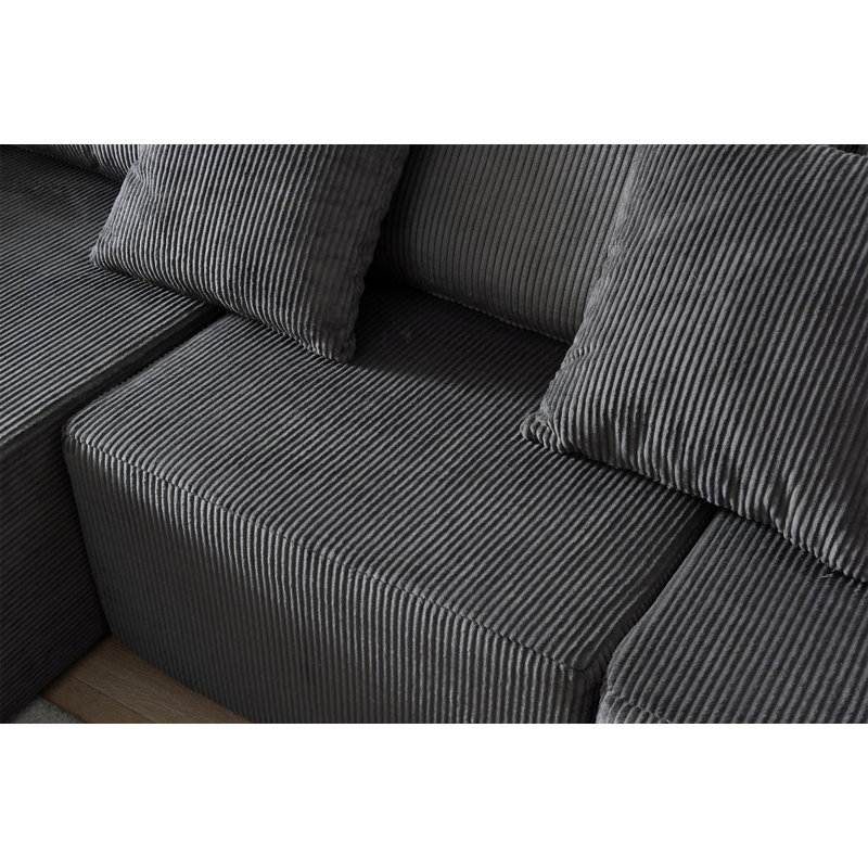 Canapé modulaire en mousse 108,3 po, Velours côtelé gris foncé