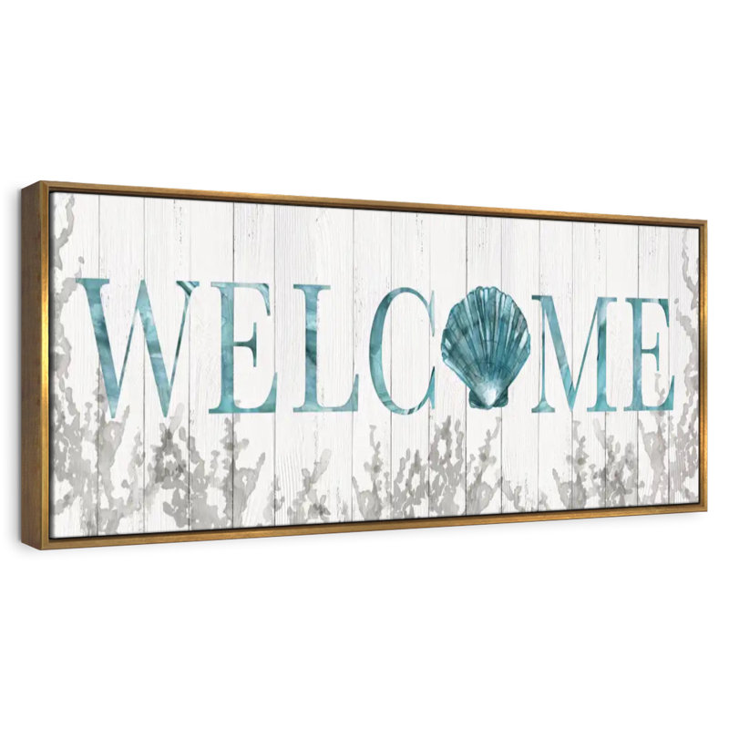 Plaque murale «Welcome Shell», 25 po x 9 po, Floating Frame Gold