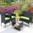 4 PC Rattan Patio Furniture Set Outdoor Patio Cushioned Seat Wicker Sofa-1803890194