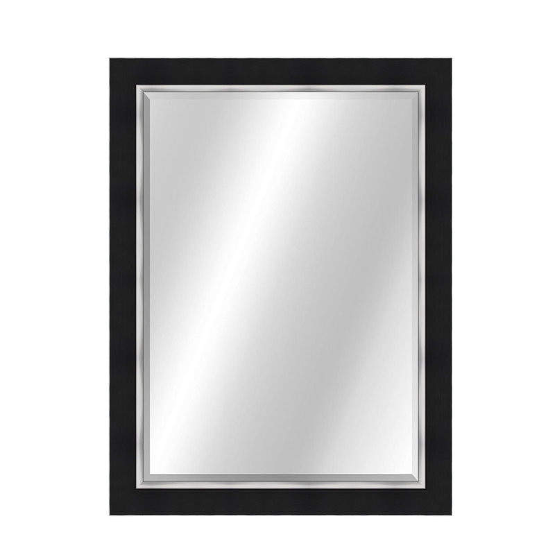 Metropolis Flat Beveled Mirror, Black/Silver, 34" x 28"