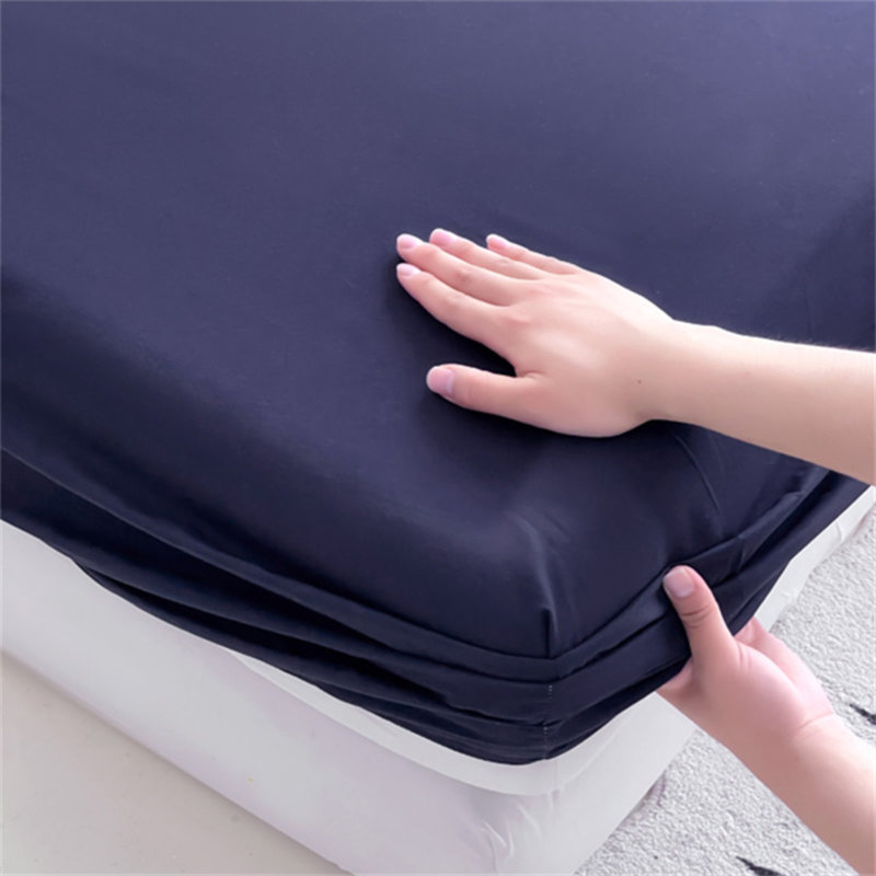 Ensemble de draps-housse de couleur unie - bleu gris - double (137 x 190 cm) (3 pièces), Bleu sarcelle, Lit double