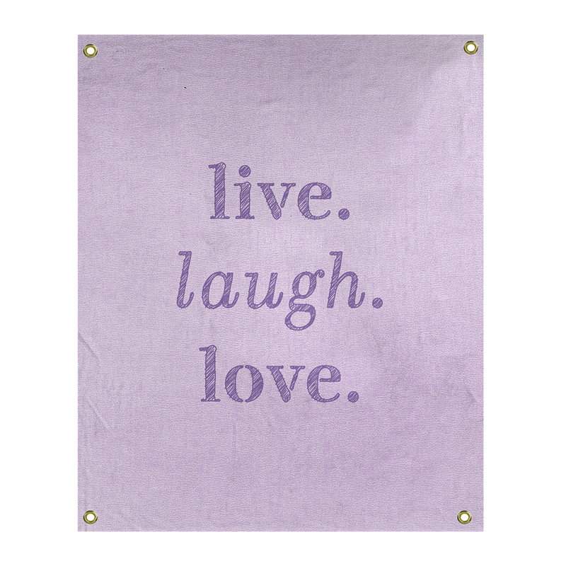 Tapisserie en polyester de rires d’amour en temps réel en polyester, H 36 po x l 26 po, Mauve