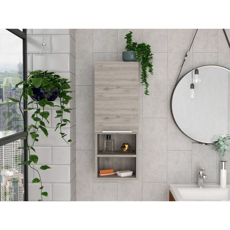 2-Shelf Bathroom Cabinet, Light Gray