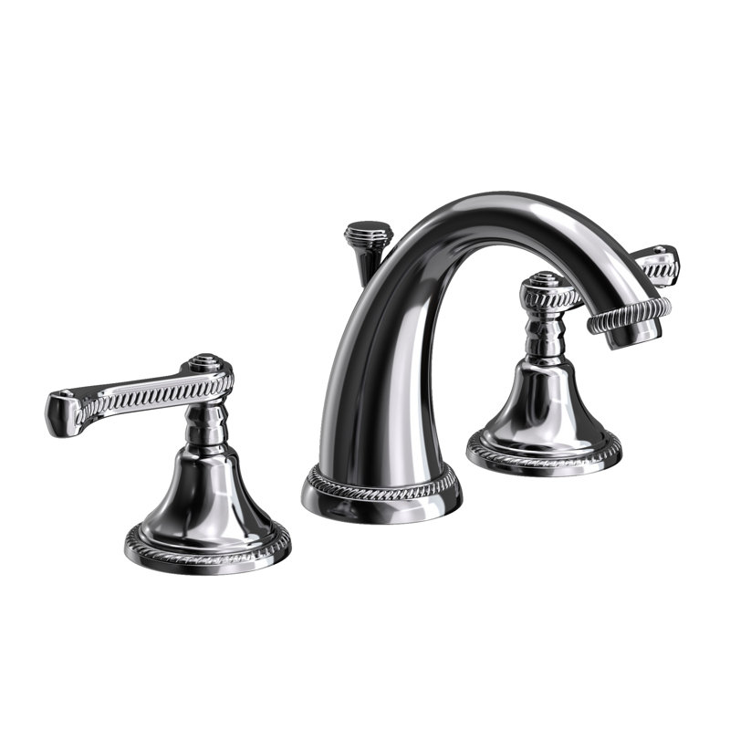 Amisa Widespread Bathroom Faucet with Drain Assembly, Midnight Chrome