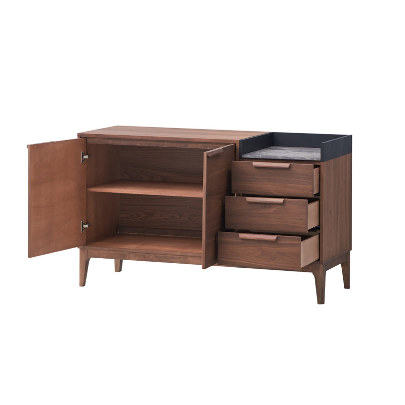 Bevis Server, Engineered Stone & Walnut Finish DN02419