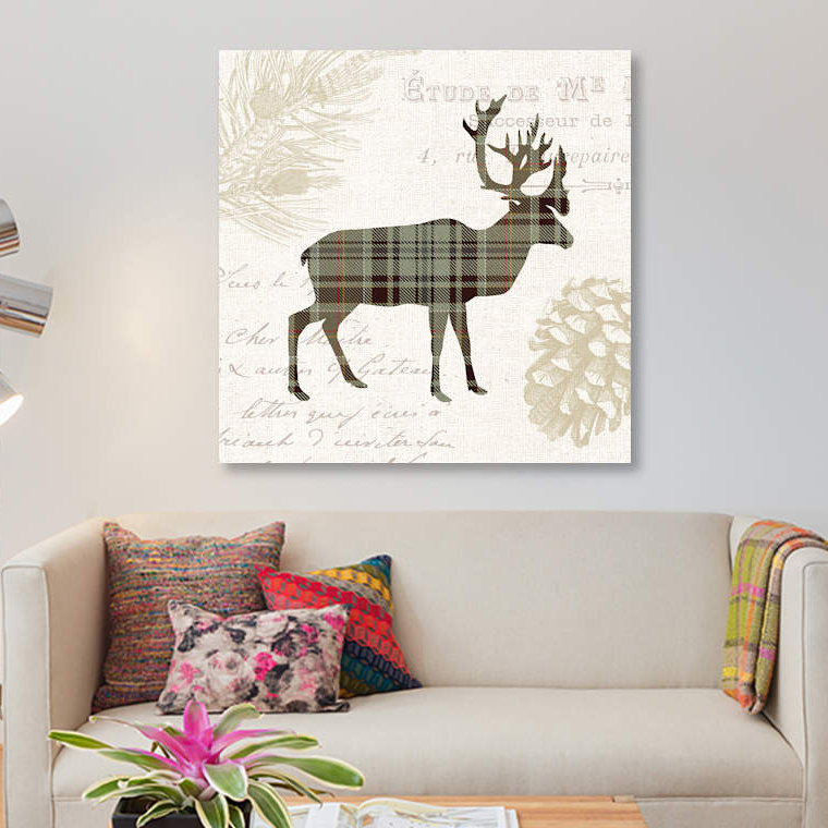 « écossais pose, brun clair i », impression sur toile, H 12 po x l 12 po x P 1,5 po, Pas de tapis, Toile tendue