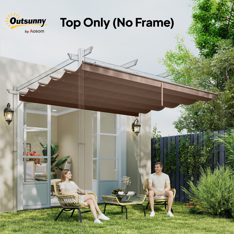 Outsunny Retractable Pergola Shade Cover ONLY, Brown, 6cm H x 255cm W x 250cm D