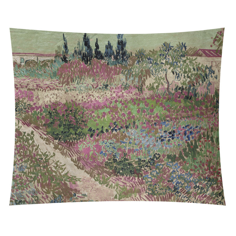 Tapisserie bluhender garten mit pfad Browerville, H 107,5 po x l 91 po, Vert / rose / crème