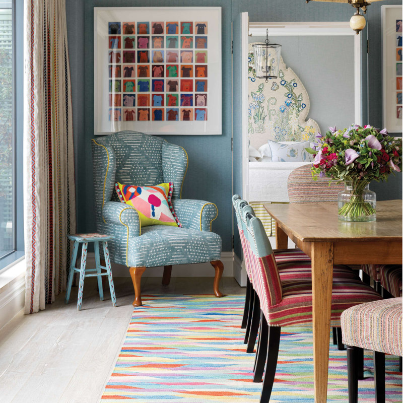 Kit Kemp x Annie Selke Hotline Multi Handwoven Wool Rug, Rectangle 10' x 14'