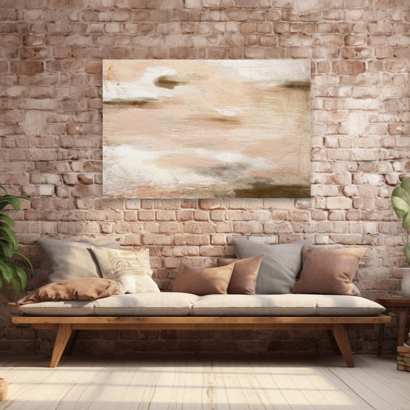 Sophia - Art abstrait rosé brun, H 40 po x l 60 po