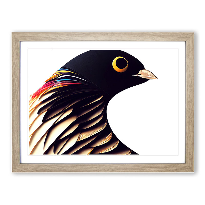 Intriguing Bird Abstract - Framed Print, 34cm H x 46cm W x 2cm D, Oak